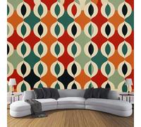 Papel Pintado Abstracto 400×280cm Fotomurales Para Pared 3D, Geometría Del Color Papel Tapiz Pintado En Tejido de seda - Pared Moderna,Rojo Verde Naranja Murales Fotográficos Decorativos