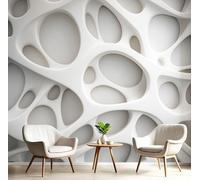 Papel Pintado Abstracto Decoracione, 150Anx105Al cm, Formas Irregulares Paredes Pared Murales Decorativos Pared Papel Tapiz Impermeable Para Cocina Baño, Fotomurales Pintura Arte Sala, Blanco