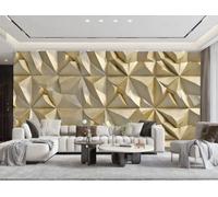 Papel Pintado Abstracto Dorado Relieve Triángulo Geométrico Collage Mármol Arte Sala De Estar Dormitorio Fondo Pared Papel Pintado Hotel Restaurante Cafetería Mural,3D,200x140cm