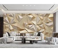 Papel Pintado Abstracto Dorado Relieve Triángulo Geométrico Collage Mármol Arte Sala De Estar Dormitorio Fondo Pared Papel Pintado Hotel Restaurante Cafetería Mural,3D,250x175cm