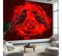 Papel pintado abstracto vikingo, runa y cuervo, mural, estilo vintage, 500 x 280 cm (ancho x alto) papel pintado para salón, dormitorio, habitación infantil, pasillo