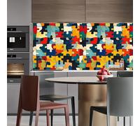 papel pintado adhesivo 44 X500Lcm Rompecabezas Estético Colorido papel pintado ladrillo Ideal para superficies planas, transforma fácilmente tu salón o dormitorio con un acabado moderno Z263556