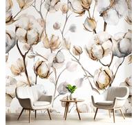 Papel Pintado Algodón De Acuarela Pared 3D Papel Tapiz - Estilo Campestre Murales Tapiz Fotomural para Sala Cuarto Oficina Salón Tv Fondo Pared Dormitorio Decoración, Blanco