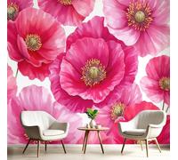 Papel Pintado Amapola De Acuarela Pared 3D Papel Tapiz - Estambre De Flor Elegante Murales Tapiz Fotomural para Sala Cuarto Oficina Salón Tv Fondo Pared Dormitorio Decoración 350x250cm, Rosa