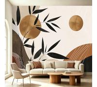 Papel pintado amarillo japonés botánico hojas brillantes y para entrada y piezas pequeñas, papel pintado no tejido, lavable y sin olor, tapiz de pared 3D, 400 x 280 (WxH)