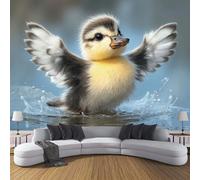 Papel Pintado Amarillo - Papel Pintado Panorámico 200x140cm, Fotografía de animales Patos jugando en el agua Foto Mural Decoración Del Hogar Para Sala dormitorio comedor oficina