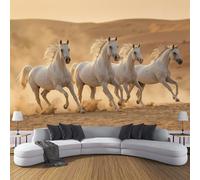 Papel Pintado Amarillo - Papel Pintado Panorámico 400x280cm, Animales salvajes Desierto del Caballo Blanco Foto Mural Decoración Del Hogar Para Sala dormitorio comedor oficina