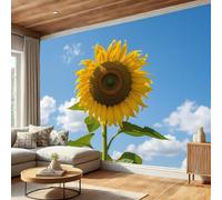Papel Pintado Amarillo - Papel Pintado Panorámico 400x280cm, Realismo natural Girasoles bajo el cielo azul Mural Decoración Del Hogar Para Sala dormitorio comedor oficina