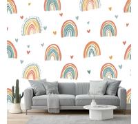 Papel pintado Amor arcoíris infantil pintado a mano Papel pintado tejido no tejido 300 x 210 cm decoración Pared decorativos Tv Fondo Pared Dormitorio Murales Papel Tapiz Moderno Color blanco