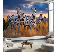 Papel Pintado Animales Salvajes Multicolor 400 X 280 Cm, Mural Cebra Estepariapapel Pintado Adhesivo Impermeable Vinilopara Muebles Sala De Estar Dormitorio Baño - Moderno Decoración De Paredes
