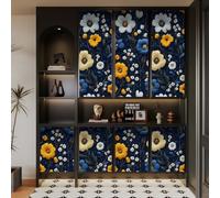papel pintado armario 44 X100Lcm Flores Retro Anti-tejido Y Hojas Verdes papel pintado pared antihumedad Solución autoadhesiva ideal para espacios temporales,perfecto para y casas alquiladas Z263440