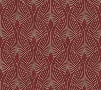 Papel Pintado Art Deco New Walls 50's Glam A.S. Création Papel pintado tejido no tejido 10.05 m x 0.53 m Rojo Oro Fabricado en Alemania 374274 37427-4