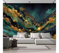 Papel Pintado Arte Abstracto Efecto 3D Formas De Onda Irregulares - Azul Verdoso - Fotomurales Pared Decorativos Murales Fotográfico Decoración De Paredes (250 × 175 Cm)