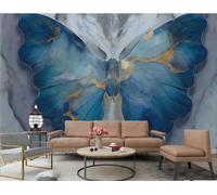 Papel Pintado Arte Moderno Abstracto Tridimensional Azul Mariposa Relieve Mármol Patrón TV Sofá Fondo Pared Papel Tapiz Sala Restaurante Cafetería Mural,3D,400x280cm