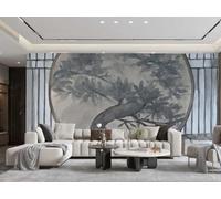Papel Pintado Arte Moderno Pantalla De Madera Pintado A Mano Árboles De Carbón Pintura De Paisaje TV Sofá Sala De Estar Fondo Pared Comedor Dormitorio Sala De Estudio Mural,3D,150x105cm