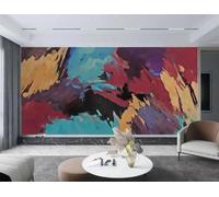 Papel Pintado Arte Moderno Pintura Al Óleo Hermosa Tinta Rojo Azul Amarillo Paisaje TV Sofá Fondo Pared Dormitorio Sala De Estar Estudio Mural,3D,150x105cm