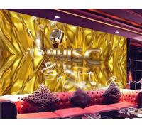 Papel Pintado Arte Moderno Serpentina Dorada Moda Música Tema Bar Restaurante Occidental Fondo Mural De Pared Té De La Tarde Cafetería Papel Pintado,3D,430x300cm