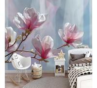 Papel Pintado Arte Primavera Flores De Magnolia Ramas 150 x 105 cm, Multicolor Tejido No Tejido con Efecto 3D, Ideal para Pasillo Oficina o Regalo de Inauguración Mural de Pared