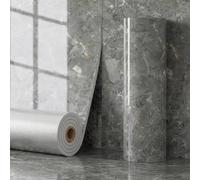 Papel pintado autoadhesivo 13 unidades de pegatinas a prueba de humedad con patrón de piedra para renovación de interiores, revestimiento de pared de respaldo de aluminio, 30 x 30 cm, piedra caliza
