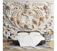 Papel Pintado Autoadhesivo 3D Relieve Rosas Mural Floral Pared 220 X 300 cm Efecto Textura Botánica en Relieve Papel Pintado Removible e Impermeable para Decoración Paredes Sala Estar Dormitorio.
