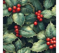 Papel Pintado Autoadhesivo Adhesivo Fruto Rojo Hojas Verdes. Retro Flores Papel Pintado Tejido No Tejido para Decoración de Paredes en Baño, Sala de Estar, Dormitorio y Muebles de Cocina 44x500 cm