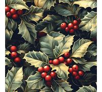 Papel Pintado Autoadhesivo Adhesivo Fruto Rojo Hojas Verdes. Retro Flores Papel Pintado Tejido No Tejido para Decoración de Paredes en Baño, Sala de Estar, Dormitorio y Muebles de Cocina 44x200 cm