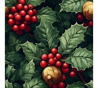 Papel Pintado Autoadhesivo Adhesivo Fruto Rojo Hojas Verdes. Retro Flores Papel Pintado Tejido No Tejido para Decoración de Paredes en Baño, Sala de Estar, Dormitorio y Muebles de Cocina 44x300 cm