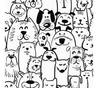 Papel Pintado Autoadhesivo Animales,44 x 600cm Papel Pintado para Habitación Infantil Blanco y Negro Perro Gatos y Oveja Vinilo Adhesivo para Muebles,Armarios,Libreria,Sala de Estar, Dormitorio