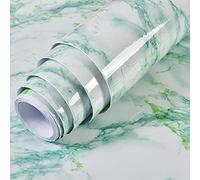Papel pintado autoadhesivo con efecto mármol verde para muebles, impermeable, resistente al aceite, alta temperatura, duradero, para renovación del hogar, 80 cm x 500 cm