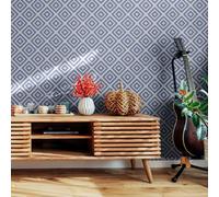 Papel Pintado Autoadhesivo Geometría Azul Papel Pintado Pared Impermeable para Salón y Dormitorio Fácil de Aplicar Removible Vinilo Pared Decoración Mural 45x300 cm/ 1 rollo