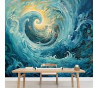 Papel pintado autoadhesivo Ola Azul Mural Arte Abstracto Cuadros decorativos para decoración de pared de habitación infantil sala de estar decoración del hogar