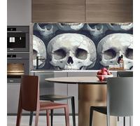 papel pintado autoadhesivo pared 44 X500Lcm Cráneo En Blanco Y Negro papel pintado infantil Transforma tu espacio rápidamente en un apartamento o casa alquilada con un estilo elegante Z263214