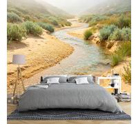Papel Pintado Autoadhesivo Pared Mural De Pared Con Paisaje De Río Desértico Para Dormitorio 150 × 105 Cm Oasis Panorámico 3D Decoración De Pared Con Paisaje Natural Mural De Pared Grande No Te