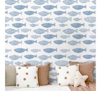 Papel Pintado Autoadhesivo Peces Mar Azul - Extraíble, Impermeable, Adhesivo Vinilo para Muebles y Decoración - 2P (38.6x250.6cm)