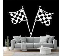 Papel Pintado Autoadhesivo Vinilo Adhesivo Muebles Cuadrícula En Crema Y Negro Banderas De Carreras para Decoración de Paredes en Baño, Sala de Estar, Dormitorio, y Muebles de Cocina 500 x 280 cm