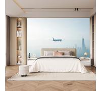 Papel Pintado Avión 300 x 256 CM, 3D Estilo Minimalista Dormitorio Mate Grueso Fotomurales Pared, Impermeable Murales Papel Tapiz, No Tejido Sala de Estar Papel Tapiz Grande