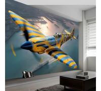 Papel Pintado Avión De Combate Militar Buque De Guerra Murales de pared de tamaño personalizado - Fotomurales Tejido No Tejido Vintage Murales Fotográfico XXL Decoración de Paredes 500 x 280 cm