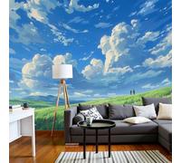 Papel Pintado Azul Cielo Paisaje De Pastizales Naturales 400X280Cm Efectos 3D Papel Tapiz Fotográfico Ilustración De Anime Póster Fotomurales Decoración Pared Para Dormitorio Salón Decorativos Murales