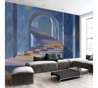 Papel Pintado Azul claro - Papel Pintado Panorámico 400x280cm, Ilusión óptica La escalera conduce al arco. Mural Decoración Del Hogar Para Sala dormitorio comedor oficina