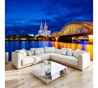 Papel Pintado Azul Oscuro 3D 250 X 175 Cm, Papel Tapiz Fotográfico Arquitectura Moderna Y Urbana Para Sala Cuarto Oficina Salón Decoración Paredes - Murales Decorativos Tejido No Tejido