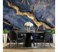 Papel Pintado Azul Oscuro - Papel Pintado Panorámico 400 x 280 cm, Abstracto 3D Mármol Grieta Gigante Foto Mural Decoración Del Hogar Para Sala dormitorio comedor oficina