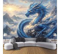 Papel Pintado Azul - Papel Pintado Panorámico 250x175cm, Estilo de la mitología china Pico de la montaña Longyunwu Foto Mural Decoración Del Hogar Para Sala dormitorio comedor oficina