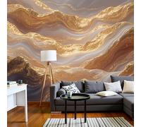 Papel Pintado Beige Montañas Lujosas De Pan De Oro 300X210Cm Efectos 3D Papel Tapiz Fotográfico Textura De Onda Abstracta Póster Fotomurales Decoración Pared Para Dormitorio Salón Decorativos Murales