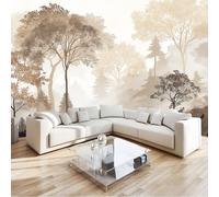 Papel Pintado Blanco 250 X 175 Cm Estilo Campestre Art Papel Tapiz Fotográfico Para Sala Cuarto Oficina Salón Tv Fondo Pared Decora, Animales Salvajes Bosques Plantas No Tejido Decorativos Murales