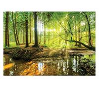 Papel Pintado Bosque Árboles Verde 3D Naturaleza Salón Dormitorio 208x146 cm - Incluye Pegamento - Fotomurales Pared Tejido No Tejido Decorativos Murales Fotográfico XXL Moderno Decoración de Paredes