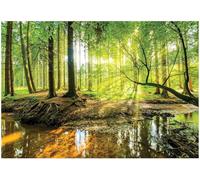 Papel Pintado Bosque Árboles Verde 3D Naturaleza Salón Dormitorio 312x219 cm - Incluye Pegamento - Fotomurales Pared Tejido No Tejido Decorativos Murales Fotográfico XXL Moderno Decoración de Paredes