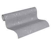 Papel Pintado Bosque Blooming Papel pintado tejido no tejido 10.05 m x 0.53 m Gris Plata Fabricado en Alemania de A.S. Création 372601 37260-1