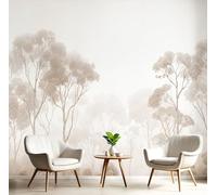 Papel Pintado Bosque Brumoso Efecto 3D Bosque Eucaliptos Altos - Marrón Claro - Fotomurales Pared Decorativos Murales Fotográfico Decoración De Paredes (350 × 256 Cm)