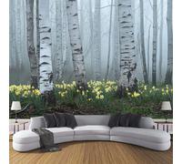 Papel Pintado Bosque De Primavera 150×105cm Fotomurales Para Pared 3D, Textura De La Corteza Papel Tapiz Pintado En Tejido de seda - Pared Moderna,Gris Murales Fotográficos Decorativos