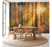 Papel Pintado Bosque Soleado De Otoño Paisaje Vegetal Natural 450X315Cm (Wxh) Fotomurales Tejido No Tejido, Amarillo Papel Tapiz 3D Grande Murales Fotográfico Moderno Decoración De Paredes
